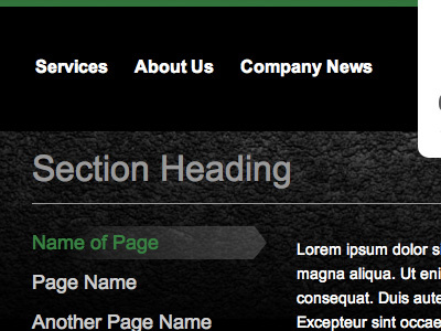 Dark Themed Web Site dark green web site