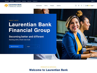 Laurentian Bank - Homepage Concept bank banking branding clean concept design finance homepage design minimal modern money personal project refresh ui ux web
