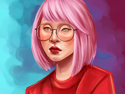 Pink haired girl art cartoon character character design color digital art illustration semi realism