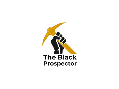 The Black Prospector - Logo Design american black branding creative design flat gold graphic design hand illustration logo logo design man minimalist mining search typography ui ux vector