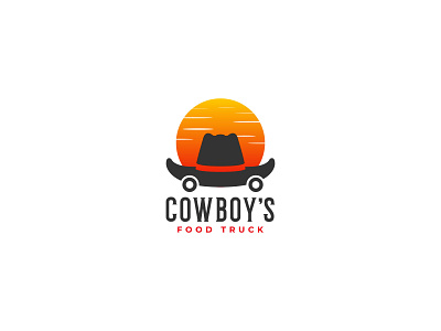 CowBoy's Food Truck Logo beach boy branding cow cowboy design food graphic illustration logo minimalist sun tuck typography ui ux vector