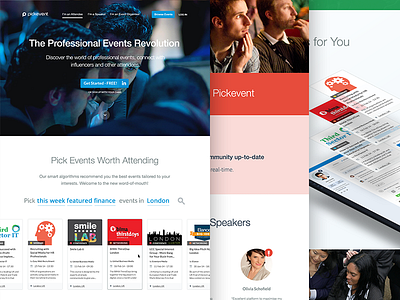 Professional Events Platform bold events landing page ui ux