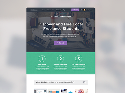 Online Workplace Landing Page clean flat freelancer grid jobs landing page masonry minimal responsive webdesign website workplace