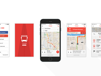 Public Transportation GPS Tracking iOS App app flat gps ios iphone jakarta maps mobile transportation ui ux