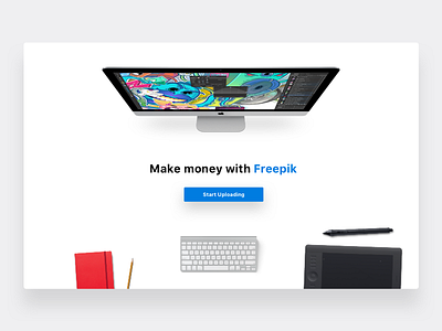 Landing Page for Freepik designer flat freelancer freepik imac jobs landing page minimal mockup wacom