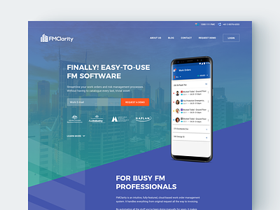 FMClarity Website app building facility management landing page material saas ui ux website