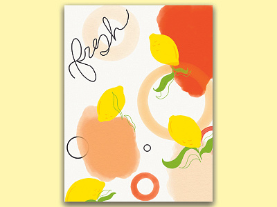 Lemons Poster apple pen fresh illustration ipad lemons poster poster design
