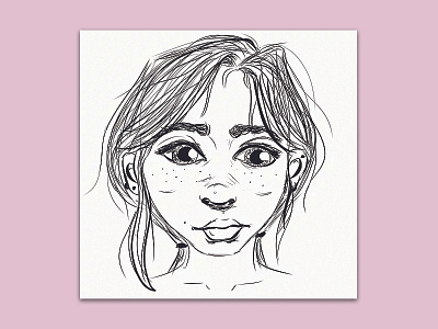 Bright Eyed animated girl illustration line drawing sketch