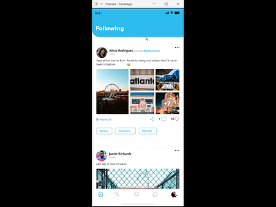 Trips App Prototype animation mobile app modern prototype social socialmedia travel travel app trips ui uiux ux video