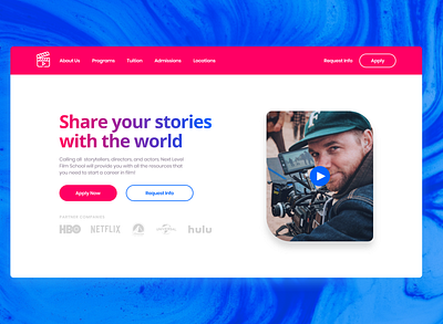 Landing Page - Above the Fold above the fold blue colorful company daily ui dailyui dailyuichallenge day 3 film landing page pink