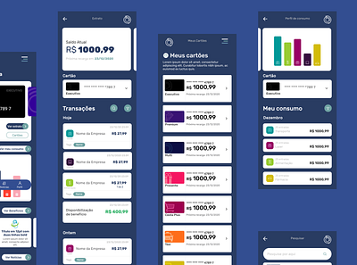 Brasil convênios 2 of 3 blue cards credit credit cards design money ui ui design uidesign uiux