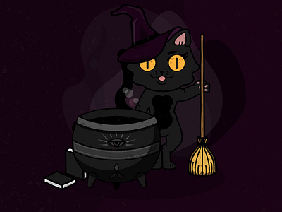 Luna the Magic cat - Character design black cat cat character design design illustration witch
