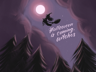 Halloween is coming calligraphy halloween illustration lettering procreate witch