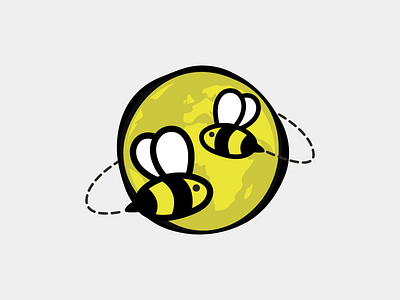 Global Bees bees globe illustration logo vector yellow