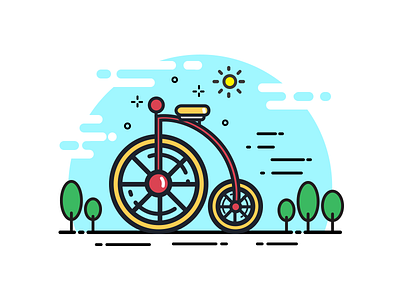 Retro Bicycle art bicycle bike design graphics icon illustration landscape logo nature retro vector