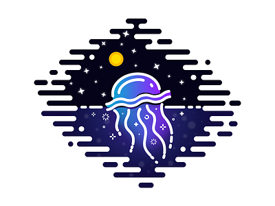 Jellyfish design fish graphics icon illustration jellyfish logo nature night sea vector water