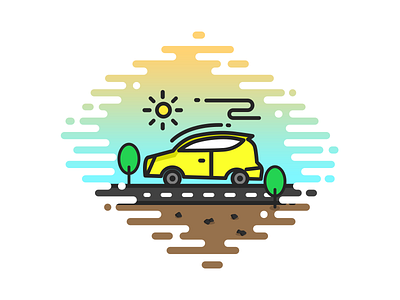 Car Journey car day design graphics icon illustration journey logo nature road sun vector