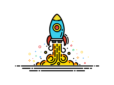 Rocket Launch color design drawing graphics icon illustration launch line logo rocket space vector