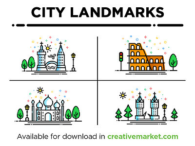 City Landmarks Set1 art building city drawing graphics icon illustration landmarks line logo skyline