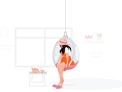 Girl on swing chair character design dribbble girl illustration graphic graphic deisgn illustration sketching target
