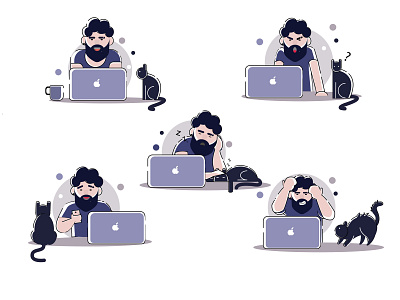 Man During Work cat character design graphic graphic deisgn illustration sketching target