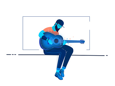 Man with guitar character designing dribbble graphic deisgn guitar illustration music sketching target