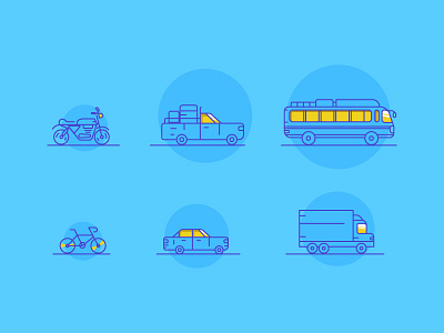 Transport Line icons blue and yellow designing dribbble graphic deisgn icon illustration target transport transport icons travel