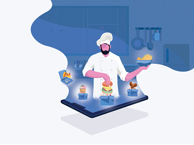 Chef character chef design dribbble food food app graphic deisgn illustration kitchen online food