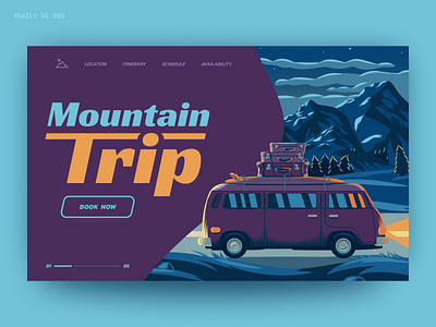 Mountain Trip – Landing Page art booking car dailyui illustration landing page mountain trip typography ui ux website