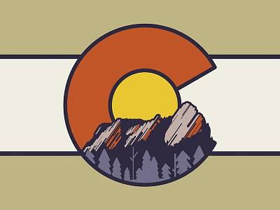 Flatirons Boulder Colorado Flag design illustration logo vector