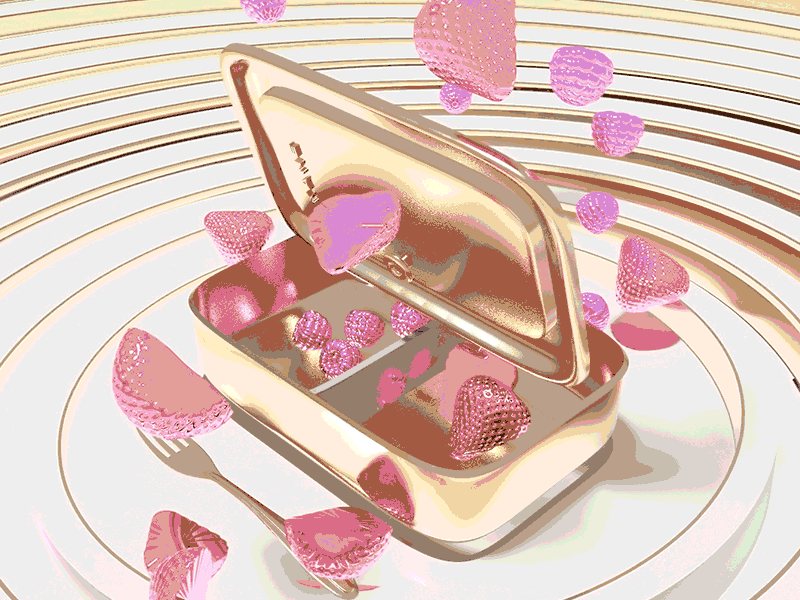Fruit Box 3d animation bento blum c4d daily design gold loop lunch lunchbox octane pink ring