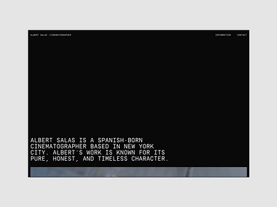 Albert Salas — Cinematographer Website (WIP) art direction design ux