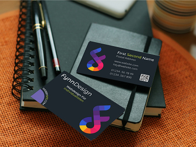 FynnDesign Logo and Business card brand branding color colorful conceptual fd logo