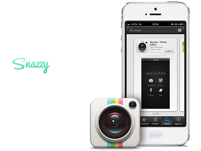 'Snazzy - Photo Editor' is now LIVE app camera colour editor icon ios iphone mac soft store ui ux white