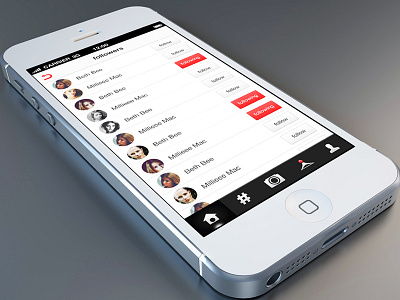 followers screen for ootd activity app application bar button circle development fashion follow following home icon interface ios ios7 iphone mac navbar presentation profile ui ux white