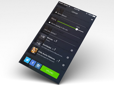 Upload screen for menu app app feed flat food interface ios7 menu redesign ui ux