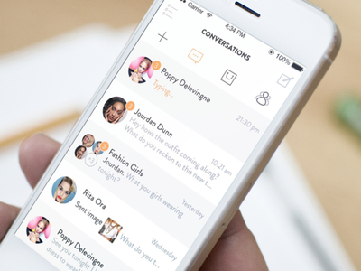 Conversations screen - fashion platform app avatar chat conversations interface ios7 photo social ui