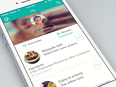Daily specials profile app favorites food interface ios7 recipe social ui ux