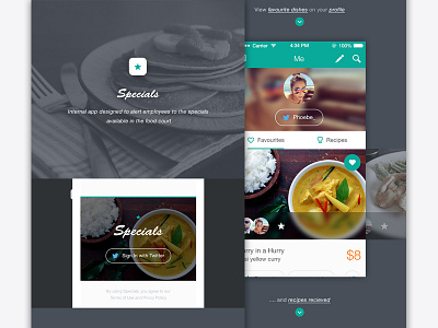 Daily Specials app project app favourites food interface ios7 recipe social ui
