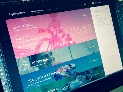 Cyclingnews races/results page clean cycling homepage mac minimal redesign ui ux web