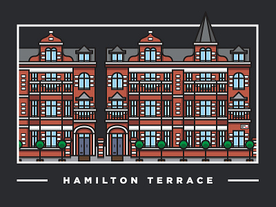 Hamilton Terrace building colour flat house illustration illustrator line road simple vector