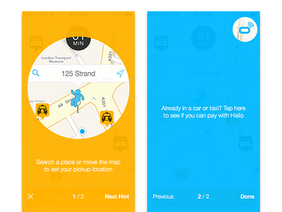 Hailo hints app coachmarks hints homescreen ios taxi tips ui ux