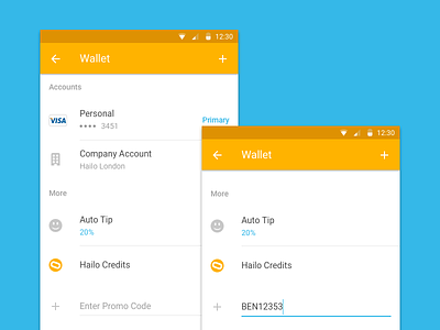 Hailo Wallet Android accounts android l app credit material money taxi ui ux