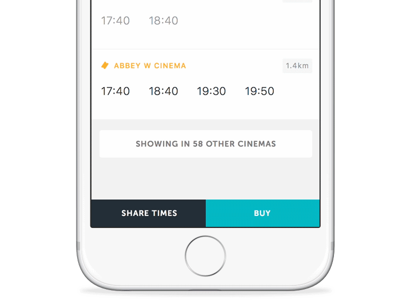 Sharing Showtimes on Cinema Club animation friends gif interaction pixate send sharing ui ux
