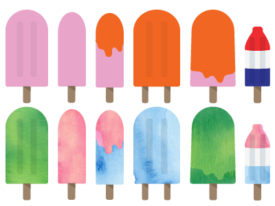 Watercolour popsicles. illustrator tutorials