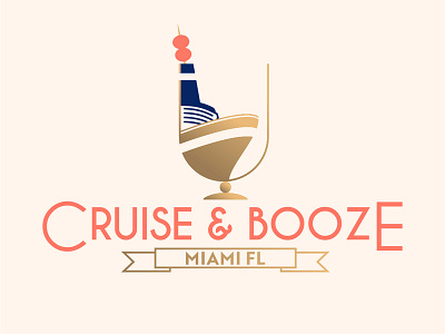 Cruise & Booze logo booze branding cruise icon logo miami ship