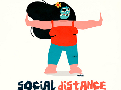 Social Distance character coronavirus covid 19 illustration illustration art lucha libre mask mexican woman