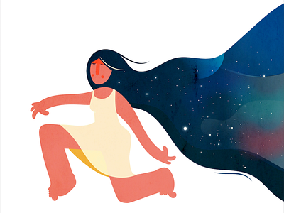 Universal Girl childish freedom galaxy girl girl character hair illustration imagination nebulosa planets playful running space star universe vector woman