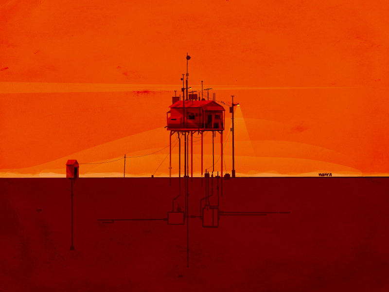 Dawn In Solitude conver horizon home orange art fantasy architecture structure illustration house