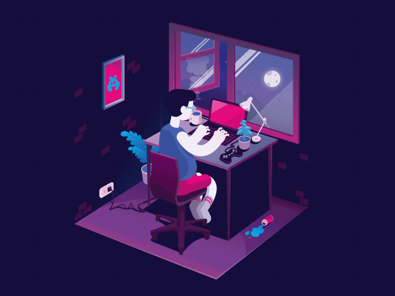 Gamer People 1/3 after effects animation flat gamer gamers gif illustration isometric isometric illustration motion graphics vector